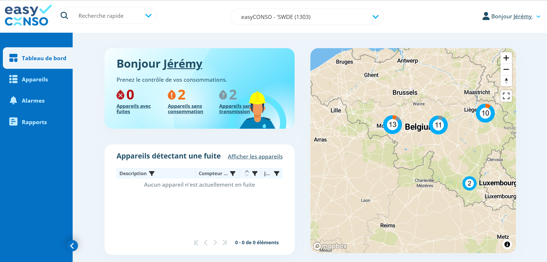 easyconso1 Visualisation de la nouvelle interface easyCONSO lancée fin 2025 - page d'accueil